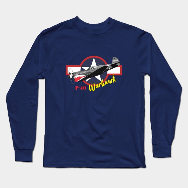 Curtiss P-40 Warhawk World War II fighter Long Sleeve T-Shirt by Jose Luiz Filho